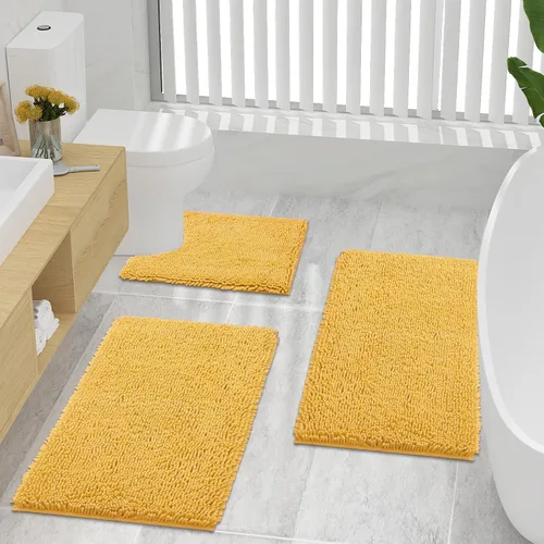 Vista 2 de smiry - Lujosa alfombra de baño de felpilla, extra suave y absorbente, lavable a máquina, antideslizante para bañera, ducha y cuarto de baño