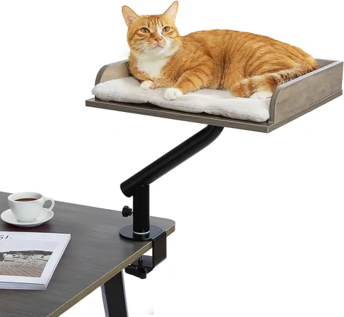 Vista 9 de PAWZ Road Cama de escritorio para gatos, rotación de 360°, soporta hasta 50 Gris