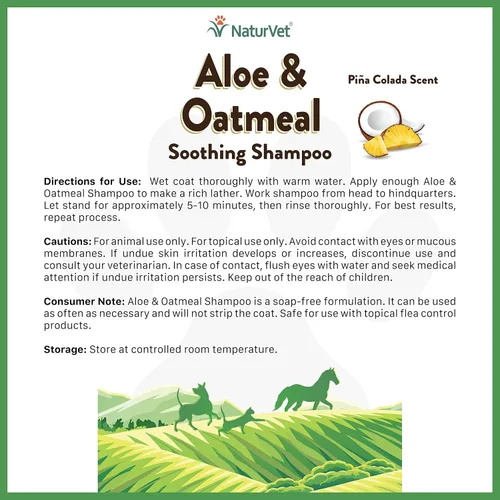 Vista 3 de NaturVet Champú calmante de aloe y avena para perros y gatos 16 oz