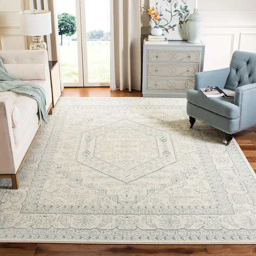 Vista 49 de SAFAVIEH ADR108B - Tapete de la colección Adirondack, 2 pies 1 pulgada x 6 pies, marfil y plateado, diseño de medallón oriental, no desprende