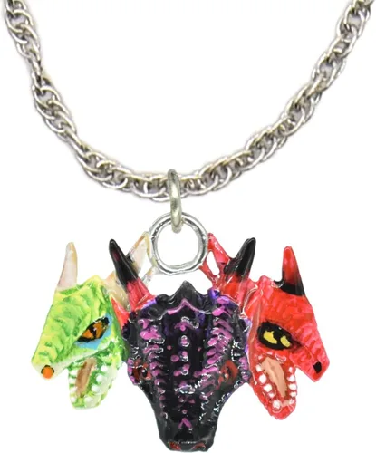 Vista 30 de Collar con colgante gótico, dragón de fantasía, Yin Yang, nórdico vikingo para regalo, estaño, cobre, oro, incluye cadena de plata de 24 pulgadas