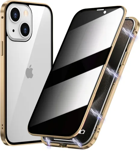 Vista 16 de Funda de Privacidad Magnética de Titanio para iPhone 14, Funda de Cuerpo Completo 360 con Absorción Magnética Anti-Espía y Vidrio Templado de Doble