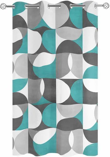 Vista 2 de Abstract Aqua Outdoor Curtains for Patio Waterproof Drapery, Grommet Window Curtain Drapes for Living Room, Bedroom, Doorway, Kitchen, Cafe, Porch