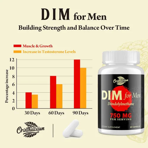 Vista 4 de Orinthalixium DIM para Hombres 750MG – Equilibrio Hormonal, Apoyo al Estrógeno para Hombres, Suplemento DIM, Desintoxicación, Vitalidad