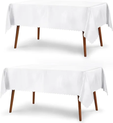 Vista 23 de P Pothuiny Paquete de 2 manteles cuadrados de satén beige de 54 x 54 pulgadas, manteles de satén superpuestos para decoración de mesa de tela suave
