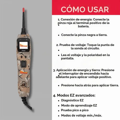 Vista 5 de Power Probe PP3EZCS Probador de Circuito con Modo de Aprendizaje y Diagnóstico para Fácil Prueba Eléctrica Automotriz y de Componentes para Sistemas