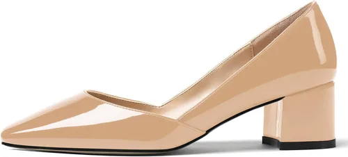 Vista 2 de MODENCOCO Zapatos formales de tacón bajo para mujer, con puntera cuadrada, de 2 pulgadas