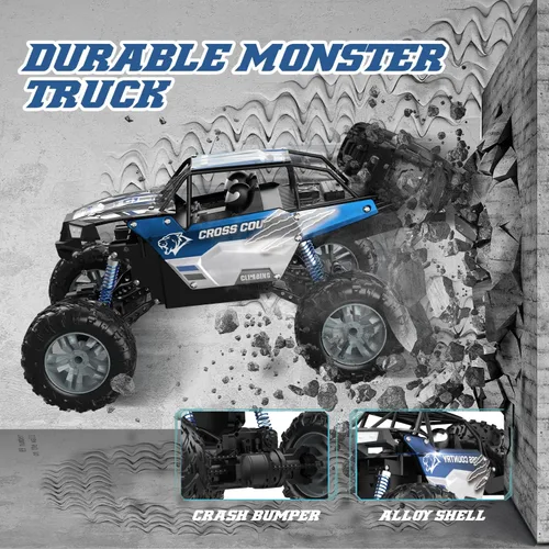 Vista 4 de DEERC Camioneta monstruo grande a escala 1:8 para adultos y niños, automóvil con control remoto mejorado con sonido realista, juguete RC todo