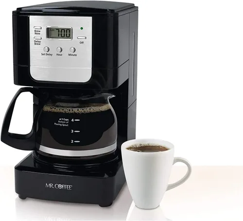 Vista 2 de Cafetera programable JWX3 de Mr.Coffee, capacidad para 5 tazas, color negro, Jarra de vidrio, talla única , Negro
