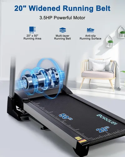 Vista 3 de Auto Incline BORGUSI Treadmill, Heavy Duty Treadmill for Home, Wide Belt