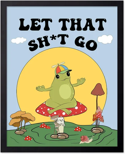 Vista 71 de Poster Master All That Is Meant To Be Poster - Retro Frog on Mushroom Print - Meditation Art - Motivational Design - Preppy Print - Trendy Decor