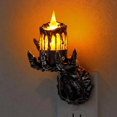 Vista 10 de Briignite Flameless Candle Night Light, Amber Night Lights, Dusk to Dawn