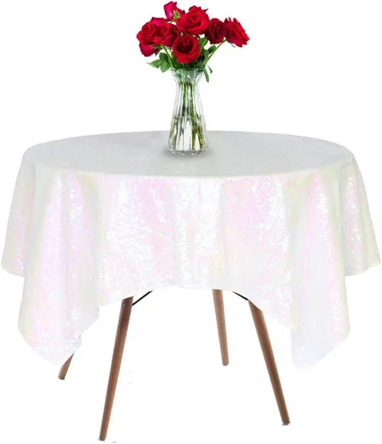 Vista 18 de Mantel de lentejuelas de 50 x 50 pulgadas, mantel negro brillante con purpurina brillante y secuencia metálica, para decoración de fiesta