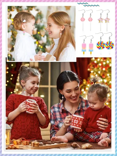 Vista 5 de 20 pares de aretes divertidos, adorables y raros para mujeres y niñas, con inclusión de osito de goma, té con leche, pez dorado, caricatura pintada