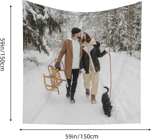 Vista 3 de GOOESING Tapiz personalizado para cargar imágenes de boda, amor, recuerdo familiar, tapiz personalizado para el Día de la Madre, Día del Padre