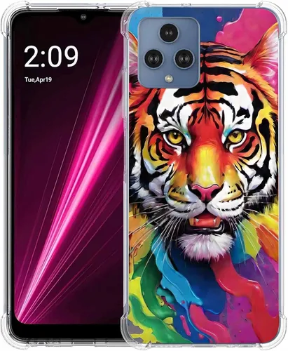 Vista 21 de Revvl 6 5G - Funda protectora de poliuretano termoplástico resistente a los arañazos y a prueba de golpes con diseño de mandala de pavo real