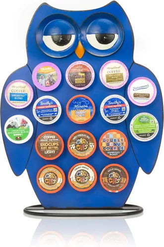 Vista 6 de Soporte de cápsulas de café para encimera frontal compatible con K-Cups, decoración de barra de café para el café del hogar (pulpo azul)