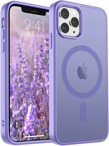 Vista 14 de SUPFINE Funda magnética para iPhone 11 Pro Max (compatible con MagSafe) (protección contra caídas de grado militar), delgada, translúcida mate, a