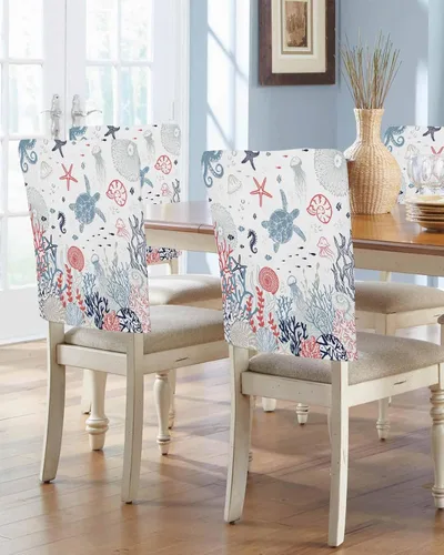 Vista 9 de Fundas para sillas de playa de verano, 4 piezas, fundas protectoras extraíbles para sillas de comedor, fundas protectoras extraíbles para sillas