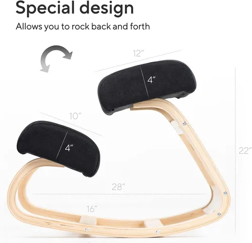 Vista 3 de Silla ergonómica de rodillas con acolchado extra, soporte de postura, cómoda silla de escritorio, taburete mecedor en ángulo y asiento