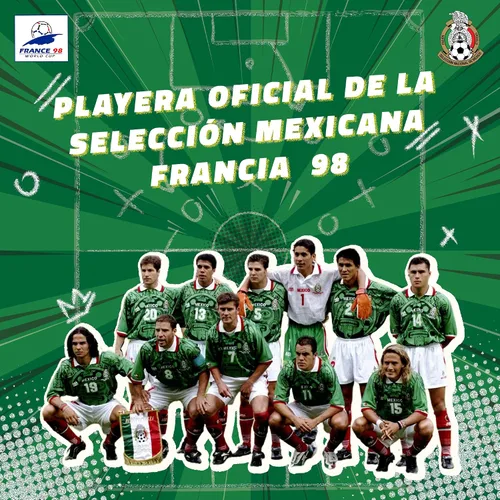 Vista 4 de Mexico Retro 1998 Camiseta de Futbol, Camiseta México CMB, Jersey México, Fútbol Mexicano, Playeras de la Selección Mexicana, 1998