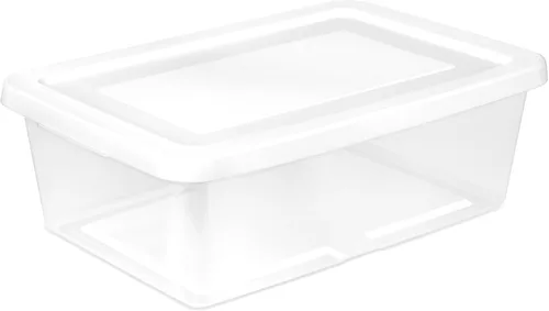 Vista 22 de Sterilite - Paquete de 12 cajas de almacenamiento apilables con tapas a presión; contenedor organizador de plástico resistente para armario, baño