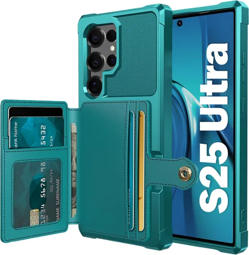 Vista 135 de Funda para Samsung Galaxy S21 Ultra con tarjetero, compatible con soporte magnético para automóvil, resistente a los golpes, resistente, suave, TPU