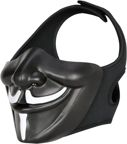 Vista 3 de CMAIR4U Airsoft Half Face Masks Halloween Costume Cosplay Evil Demon Kabuki Samurai Hannya Oni Mask