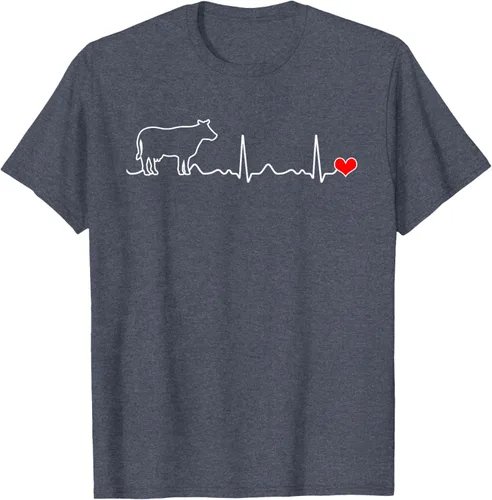 Vista 79 de Camiseta de paciente con corazón I Love My Cow Valve EKG Heartbeat Heart Pacient, Negro, S