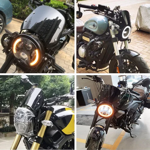 Vista 4 de Parabrisas Universal para Motocicleta Deflector de Viento Parabrisas Pantalla Frontal con Soporte para Motocicleta Faro LED de 5"-7" Pantalla