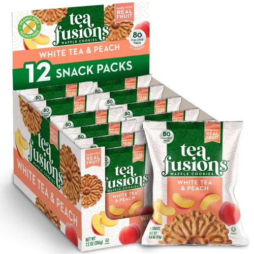 Vista 9 de Reko Tea Fusions - Galletas de gofre, té negro y grosella, paquetes de aperitivos envueltos individualmente, pizzelas italianas finas sin sabores ni