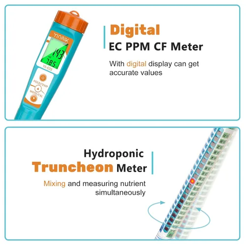 Vista 3 de Truncheon EC PPM Medidor de nutrientes para hidropónico, barra de comprobador de conductividad para cultivo hidropónico PPM herramienta de medición