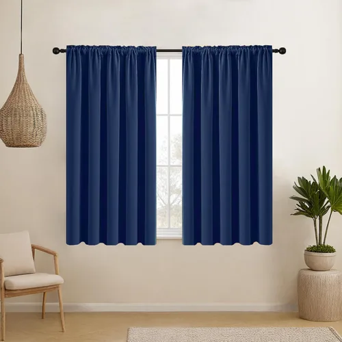 Vista 46 de CUCRAF Cortinas opacas cortas para oscurecer la habitación, paneles de cortina para ventana, bolsillo para cortinero, cortinas sólidas