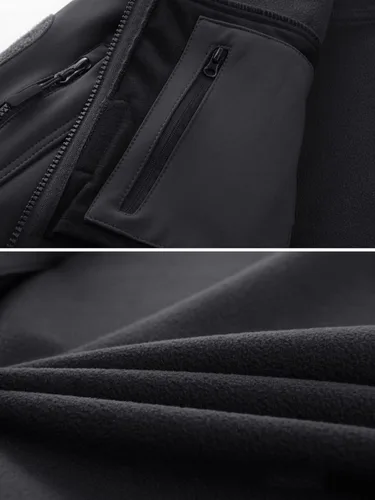 Vista 7 de TACVASEN Chaquetas tácticas para hombre, resistente al agua, softshell con forro polar, abrigo de entrenamiento para senderismo