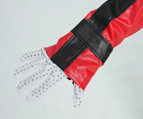 Vista 5 de Chaqueta de cuero rojo y negro abrigo de la PU de Cosplay