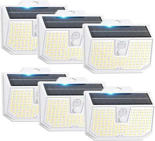 Vista 14 de Brightever Paquete de 2 luces solares con sensor de movimiento para exteriores, IP65, impermeables, con 3 modos de iluminación, luces solares