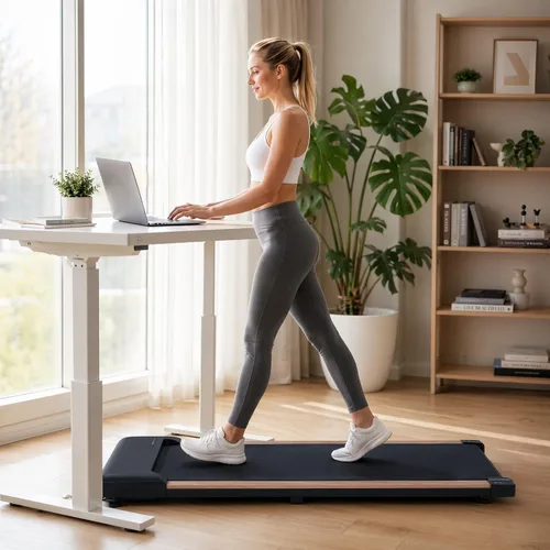 Vista 6 de Walking Pad Under Desk, 2.5HP Walking Treadmill for Home Office, 225lbs Wooden