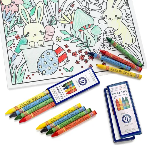 Vista 3 de Color Swell Paquete de 4 crayones a granel – Paquetes de crayones de restaurante – 50 paquetes de 4 crayones por paquete (200 crayones en total)