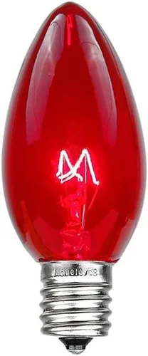 Vista 8 de Novelty Lights Paquete de 5 bombillas de repuesto C7 para exteriores, transparentes E12 Candelabra Base, 5 Watt, Transparent Incandescent Lamps
