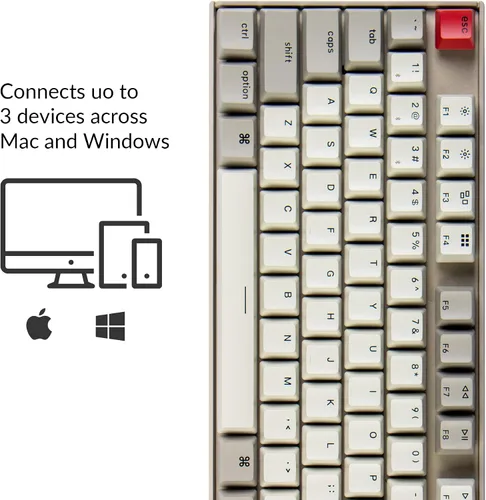 Vista 2 de Keychron K8 87 teclas Tenkeyless Layout inalámbrico Bluetooth teclado mecánico para juegos Mac, multitarea tipo C teclado de computadora con cable