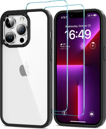 Vista 30 de HOOMIL Funda para iPhone 11 con 2 protectores de pantalla de vidrio templado, no amarillea, protección contra caídas, arañazos, transparente, parte
