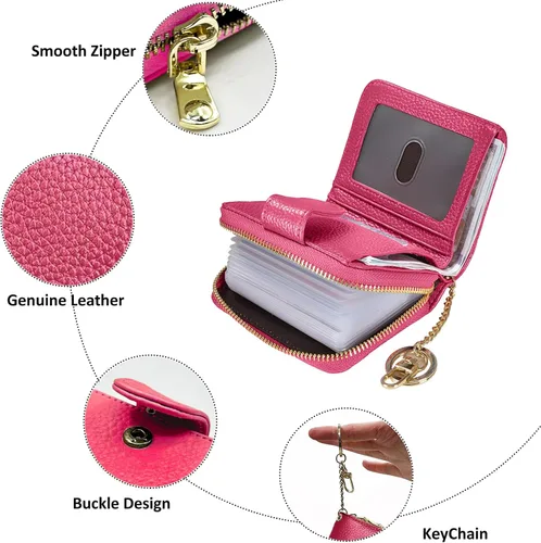 Vista 3 de Beurlike billetera de cuero, con tarjetero con bloqueo RFID, organizador, billetera segura para mujer