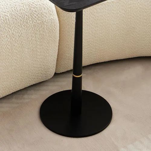 Vista 7 de 15.74'' Side End Tabel for Living Room, Modern Accent Drink Table, Wood Square Tabletop & Metal Pedestal, Easy Assembly, Black