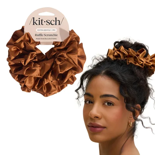 Vista 34 de Kitsch - Coleteros de satén para mujer, bandas para el cabello sin daños, cameo, 5 piezas Wake Up Frizz-Free, No Crease Hair Ties, Softer Than