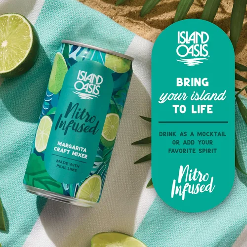 Vista 4 de Island Oasis - Mezclador artesanal de Margarita infundido con Nitro, 8.4 fl oz, paquete de 4, Mocktail de sabor natural y mezclador sin alcohol