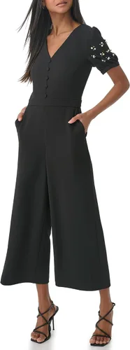 Vista 3 de Karl Lagerfeld Paris Women's Embellished Puff Sleeve V-Neck Dress