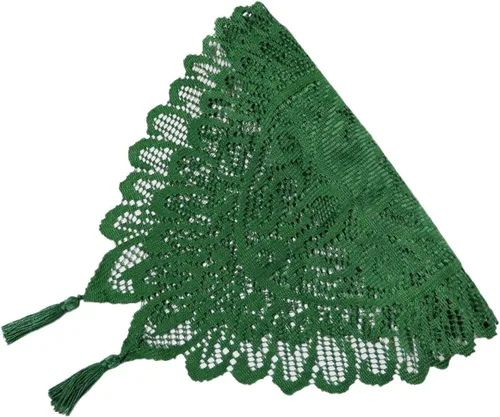 Vista 5 de Camino de mesa de tela de 13 x 60 pulgadas, bufanda de mesa verde con borlas para Navidad, vacaciones, decoración de boda