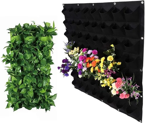 Vista 22 de Bolsas de cultivo colgantes para plantar, 9 bolsillos para colgar en la pared, bolsa de cultivo vertical para jardín interior y exterior, contenedor