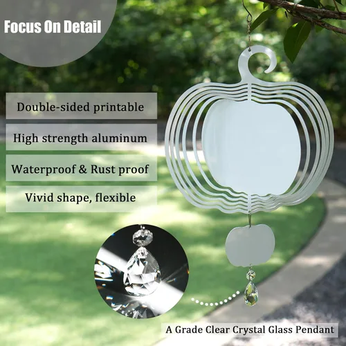 Vista 4 de Paquete de 4 hilanderos de viento de sublimación de 8 pulgadas, escultura de viento de metal de aluminio 3D para patio y jardín, adornos artísticos