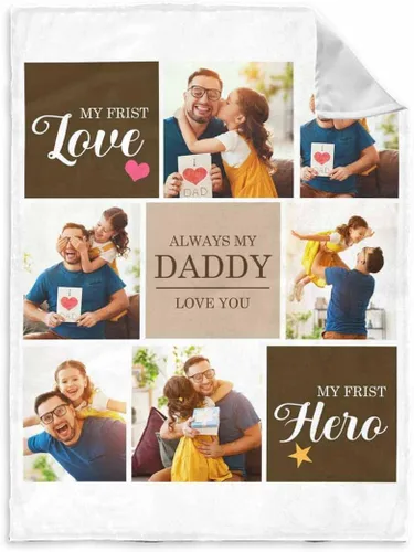 Vista 7 de InterestPrint Manta personalizada para papá de parte de hija e hijo, manta de cama personalizada con el texto "Best Dad Ever" con Love You Daddy, 7